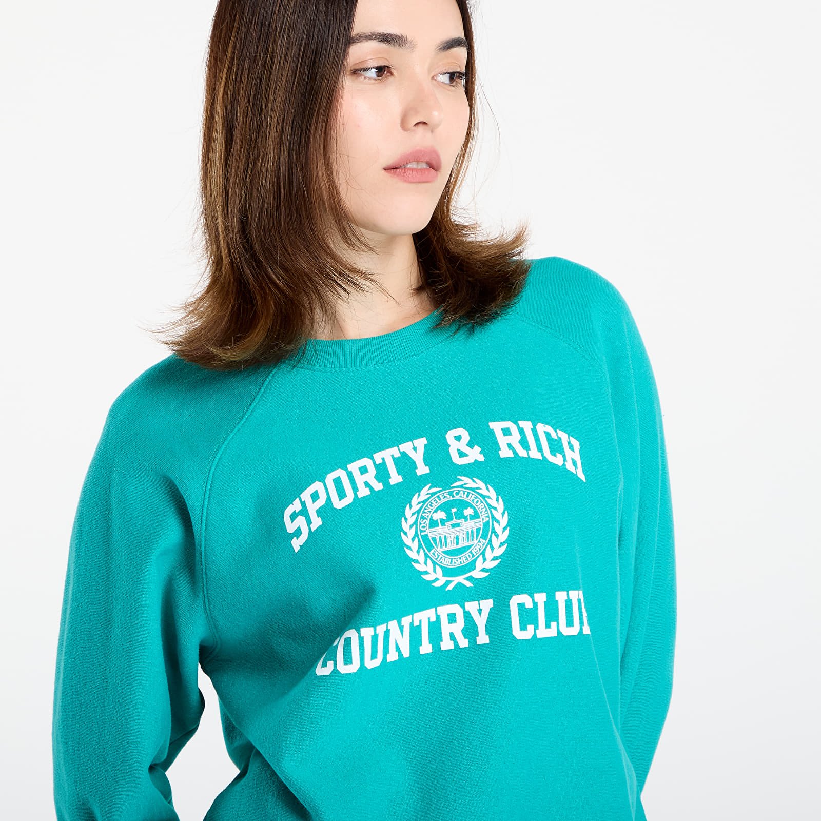 Men's hoodies Sporty & Rich Varsity Crest Soft Crewneck UNISEX Spring Green