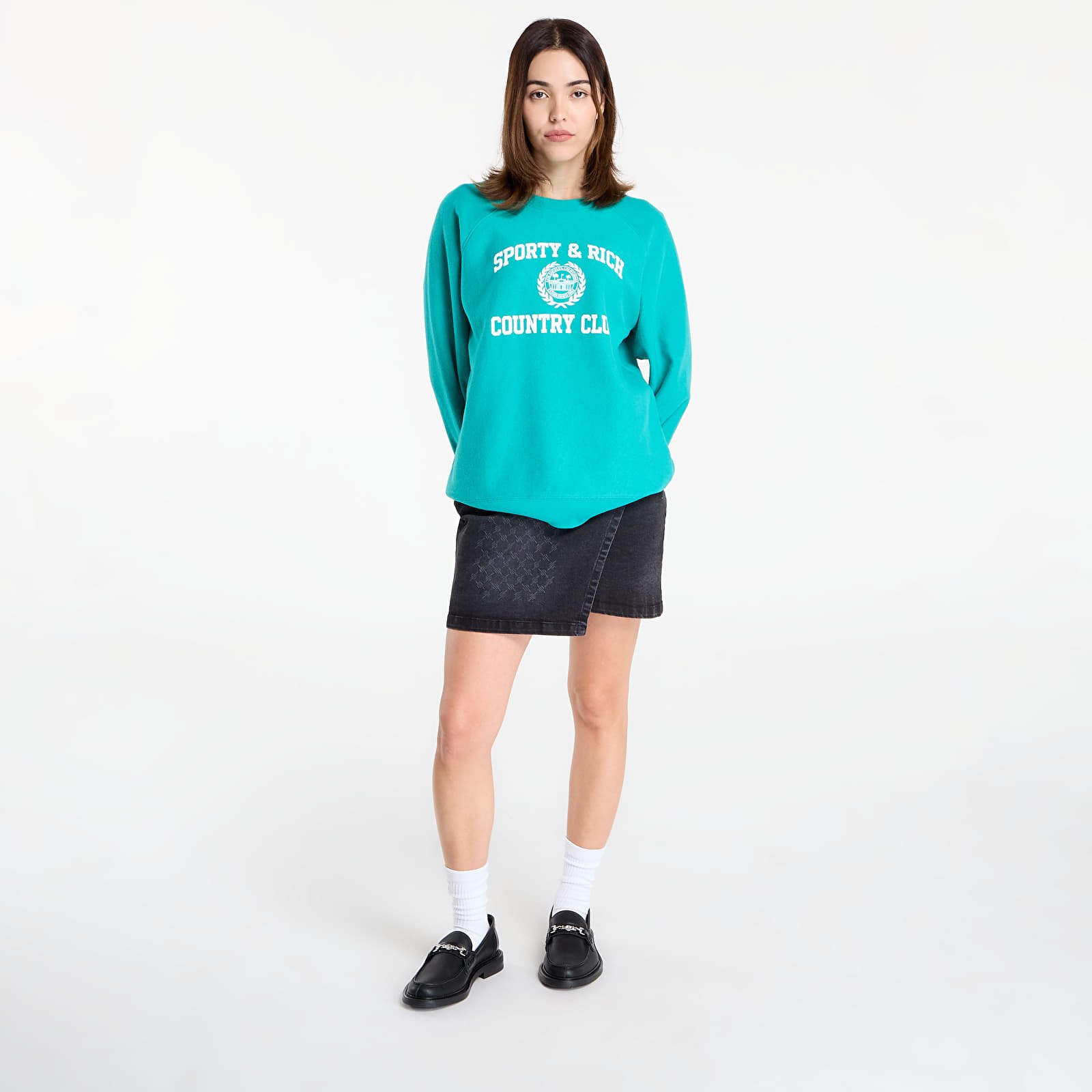 Men's hoodies Sporty & Rich Varsity Crest Soft Crewneck UNISEX Spring Green