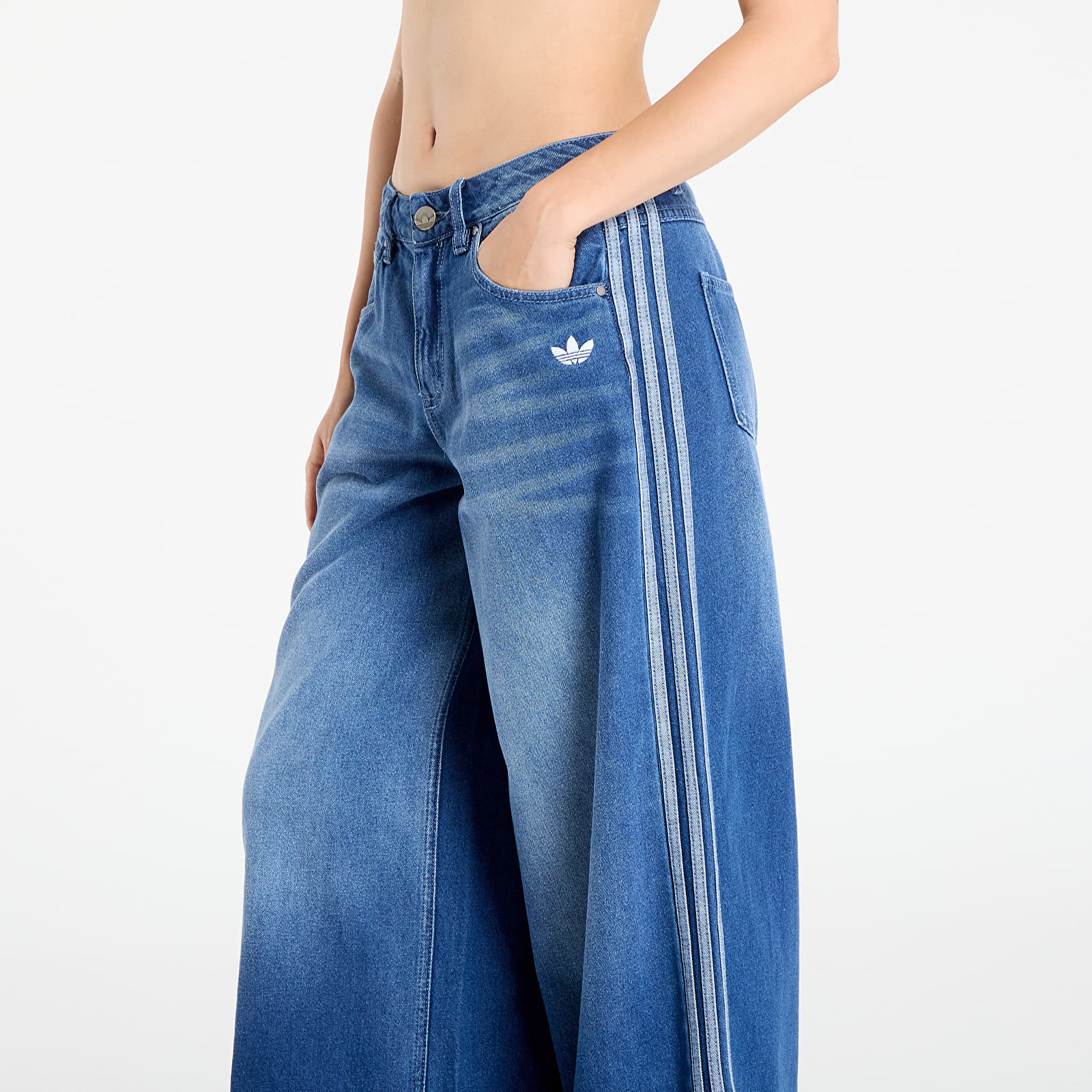 Blugi adidas Adicolor Denim Adilenium Wide Pant Indigo Denim