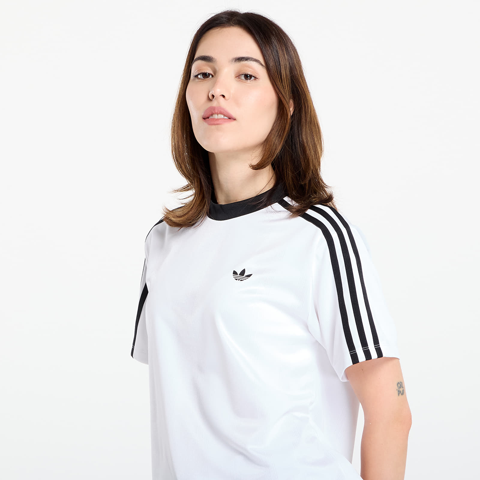 Tricouri femei adidas Adicolor Football Jacquard T-Shirt White