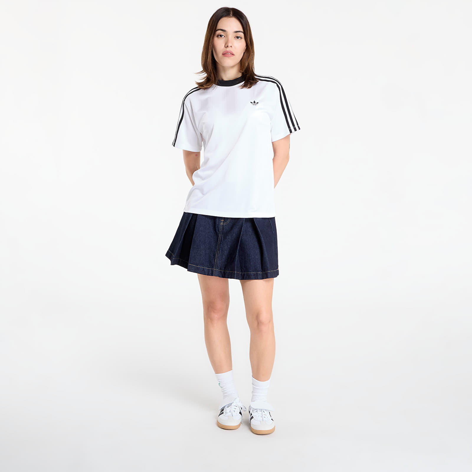 Tricouri femei adidas Adicolor Football Jacquard T-Shirt White