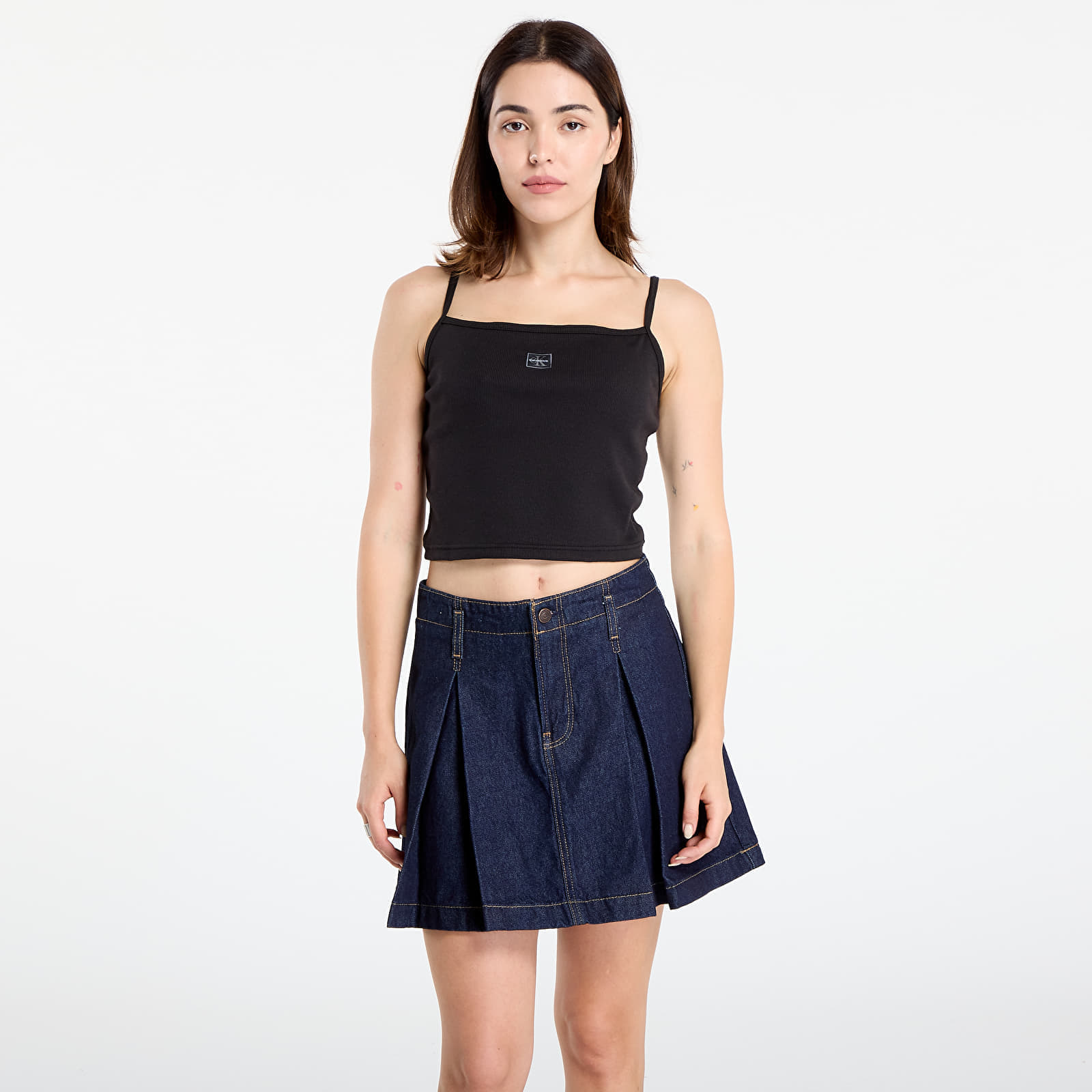 Tank top Calvin Klein Jeans Woven Label Rib Crop Black XL