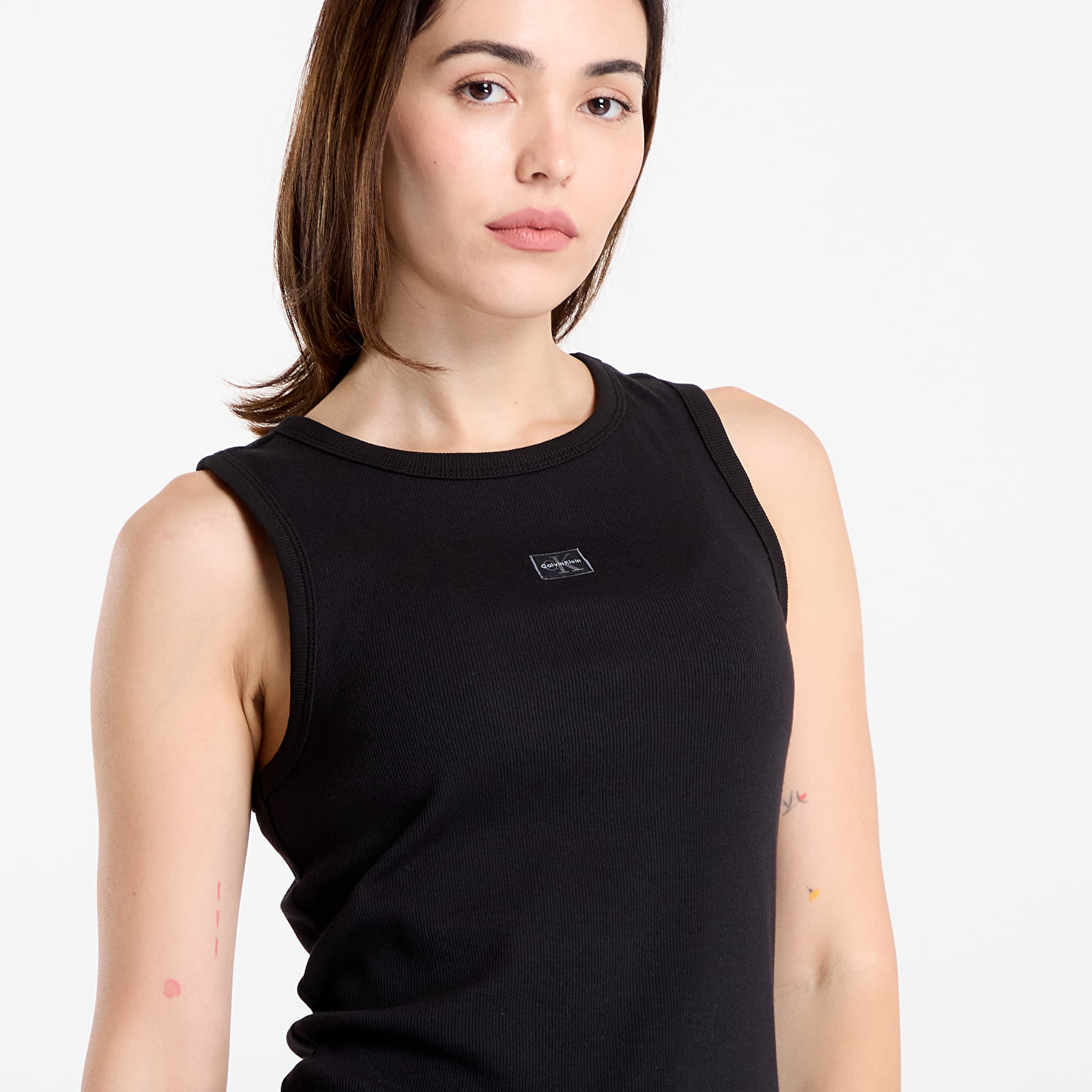 Maiouri Calvin Klein Jeans A - Woven Label 2X2 Tank Top Black