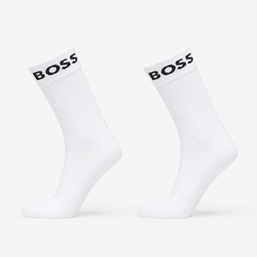 Hugo Boss Quarter-Length Socks in Stretch Fabric 2-Pack White