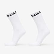 Hugo Boss Quarter-Length Socks in Stretch Fabric 2-Pack White