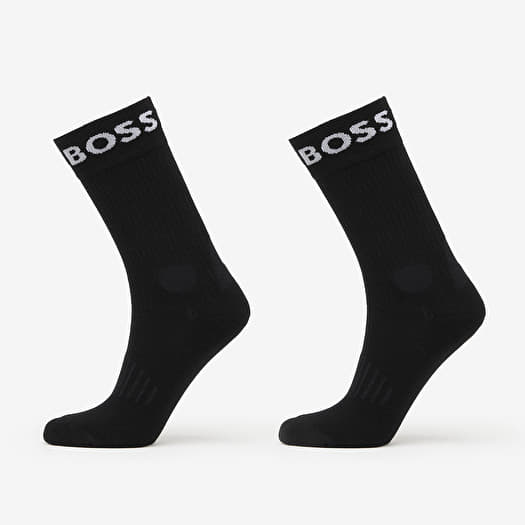 Hugo Boss Quarter-Length Socks in Stretch Fabric 2-Pack Black