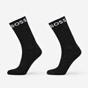 Hugo Boss Quarter-Length Socks in Stretch Fabric 2-Pack Black