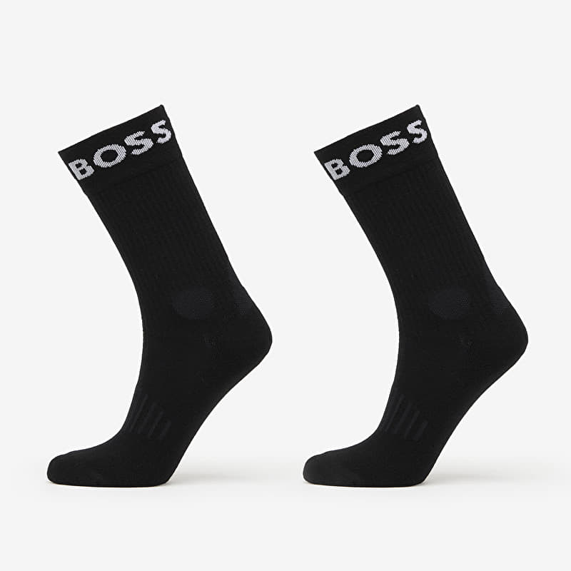 Calzini Hugo Boss Quarter-Length Socks in Stretch Fabric 2-Pack Black