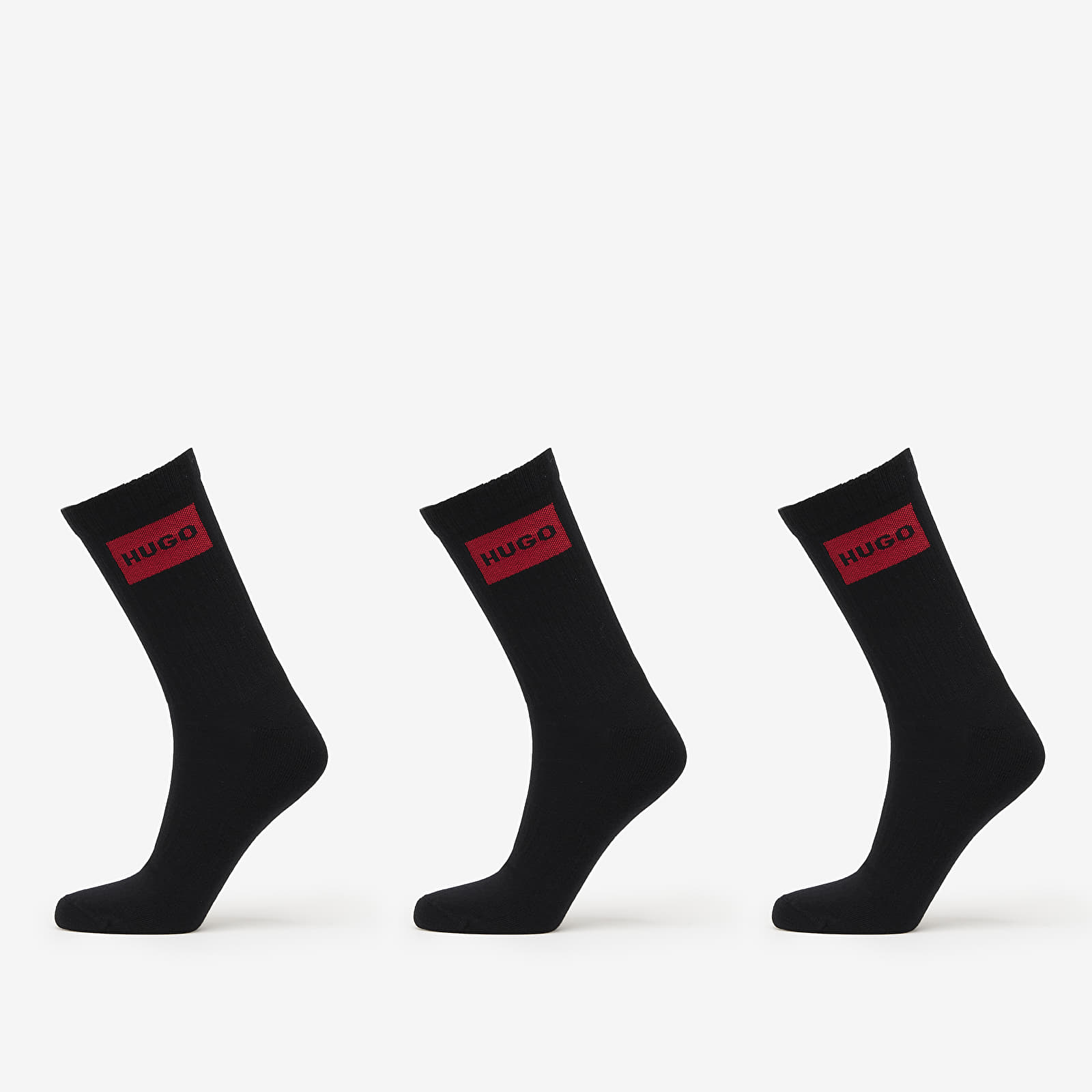 Moške nogavice Hugo Boss Men-H-3-Pack Qs Rib Label Cc Black