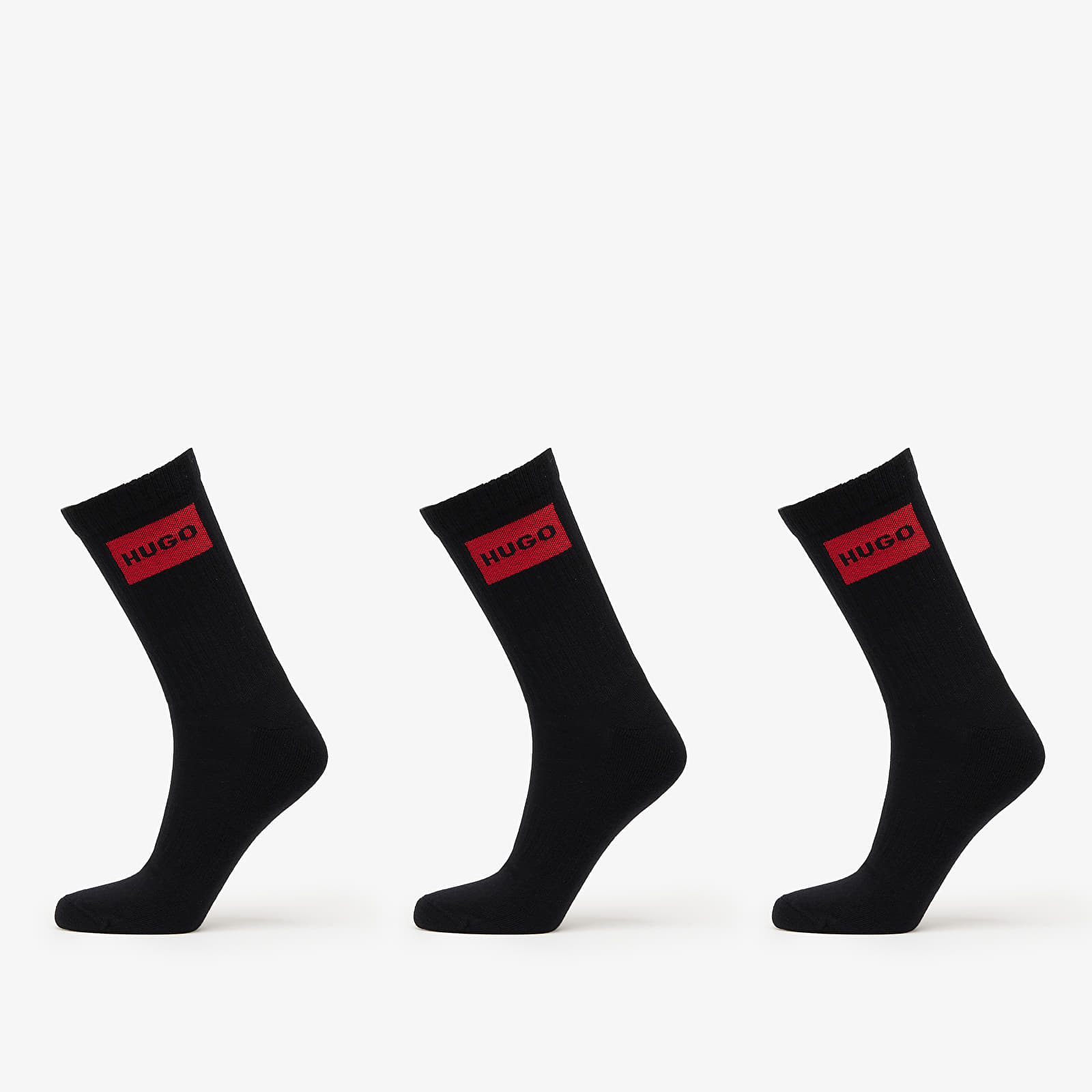 Moške nogavice Hugo Boss Men-H-3-Pack Qs Rib Label Cc Black