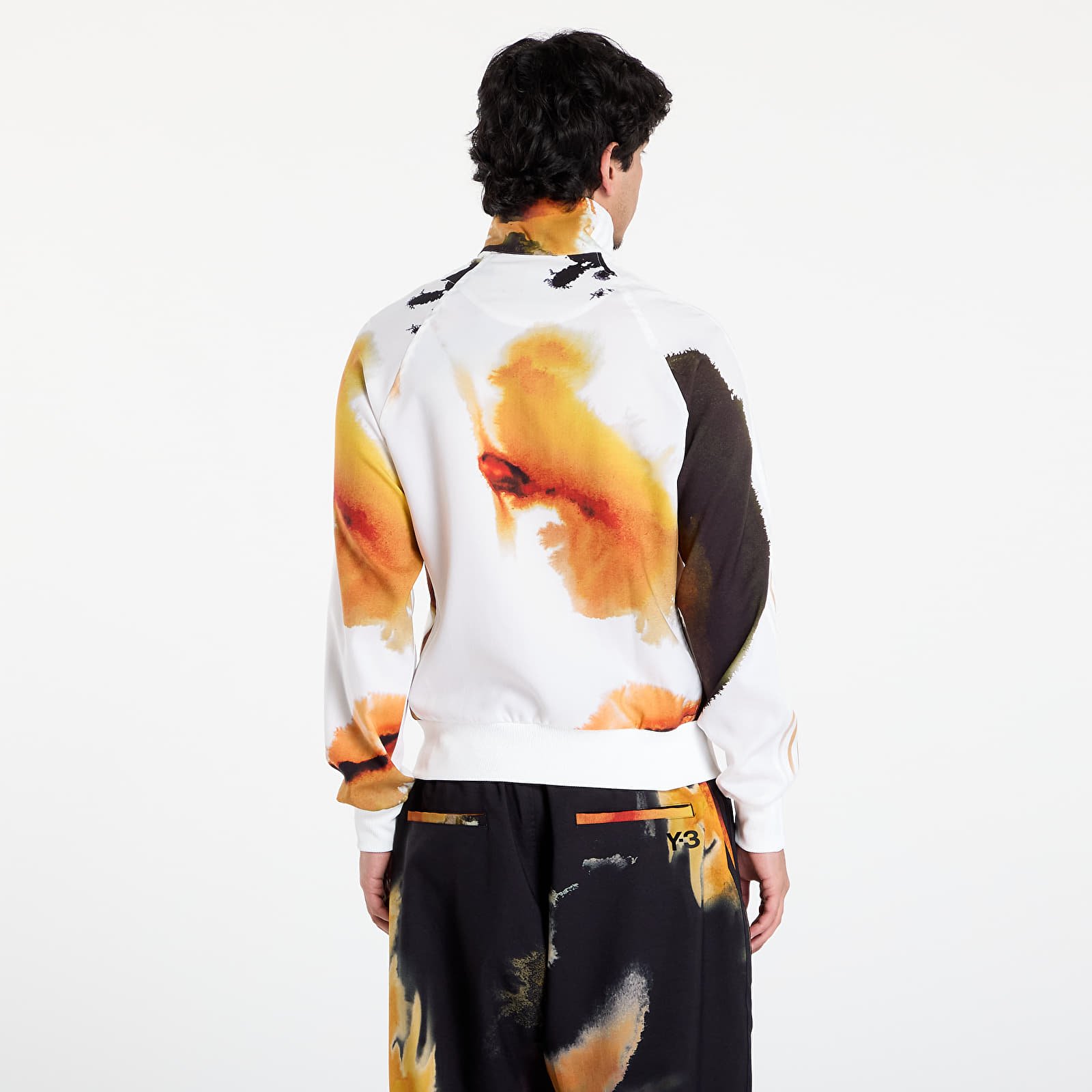 Férfi kapucnis pulcsik Y-3 AOP 3Stripes Track Top Core White