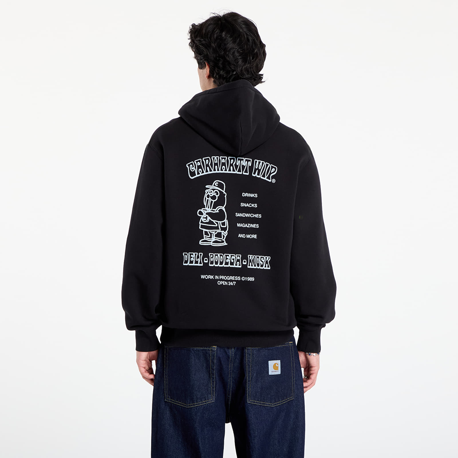 Férfi kapucnis pulcsik Carhartt WIP Hooded Sandwich Sweat UNISEX Black/ Blue Fog