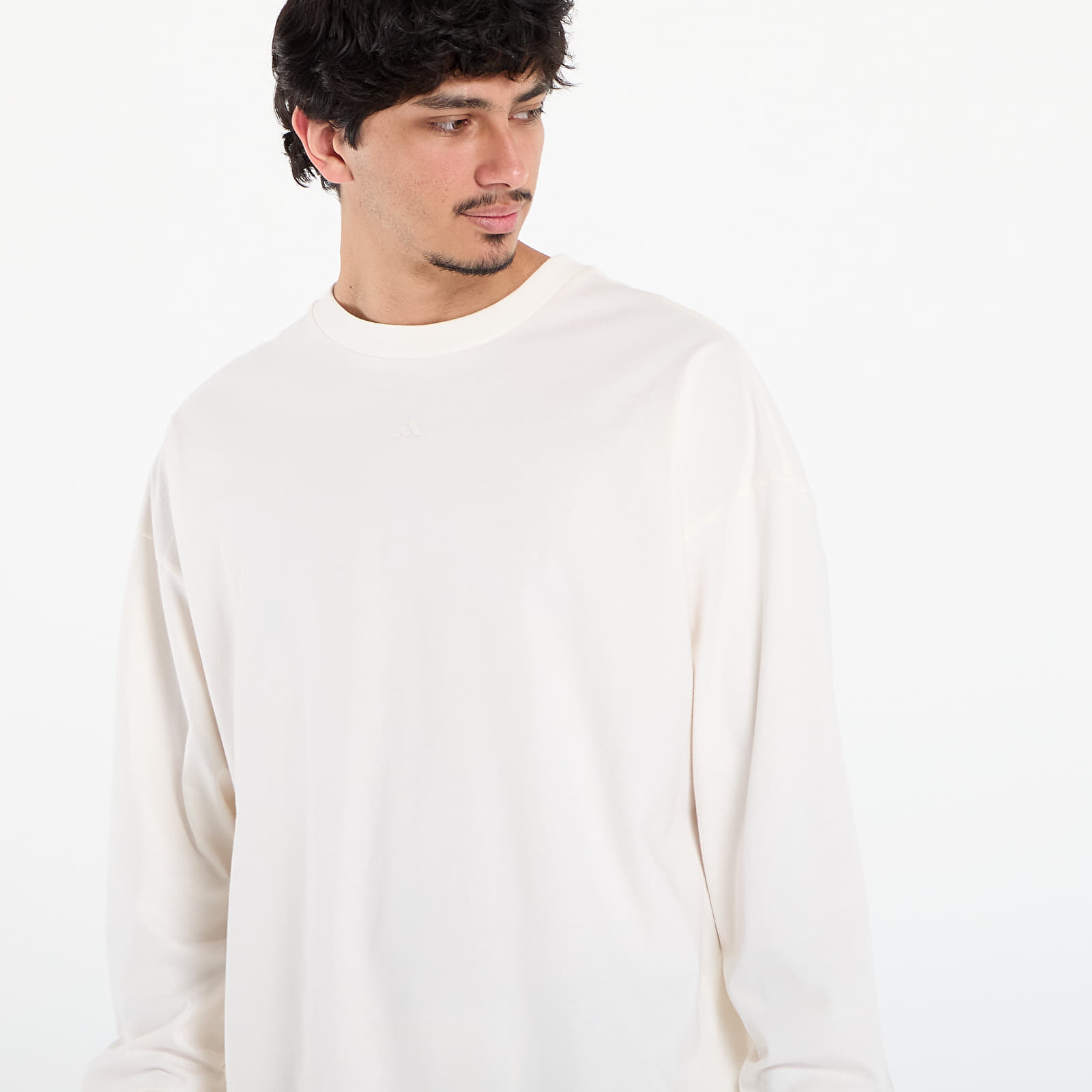 T-shirts för män adidas Basketball Long Sleeve Tee Chalk White