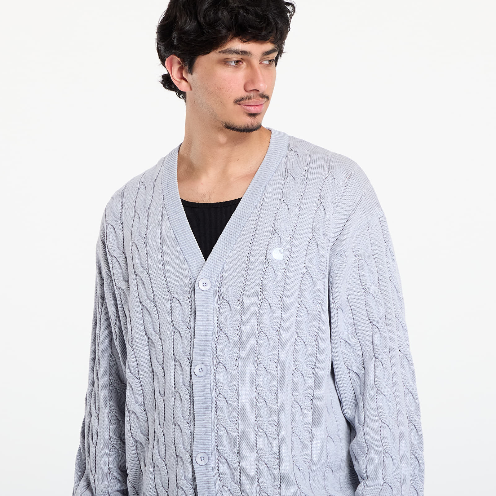 Men's sweaters Carhartt WIP Carter Cardigan UNISEX Blue Fog Garment Dyed