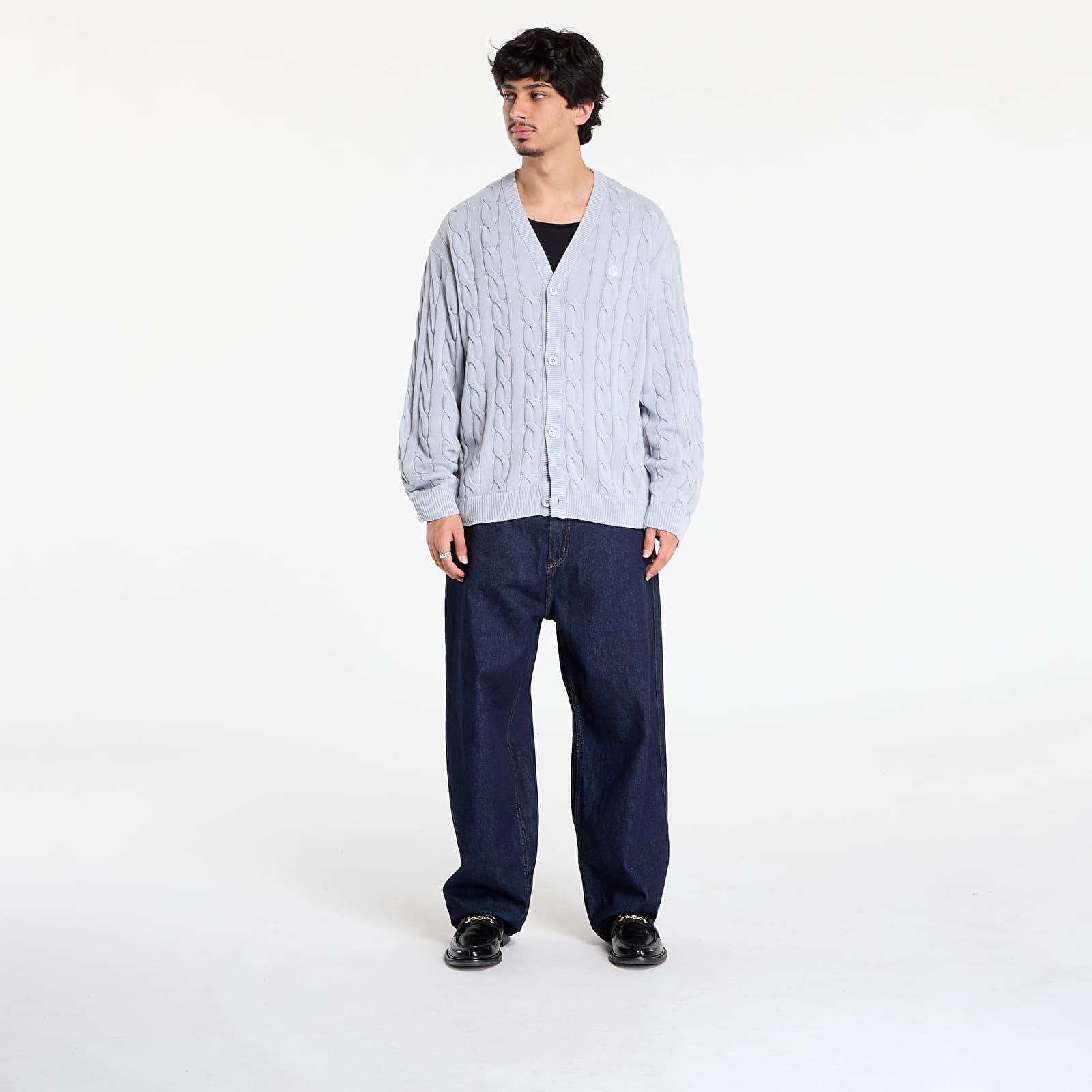 Men's sweaters Carhartt WIP Carter Cardigan UNISEX Blue Fog Garment Dyed