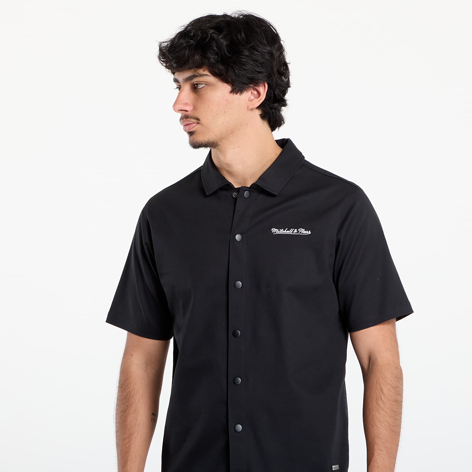 Ingek Mitchell & Ness Branded M&n Ss Button Up Black