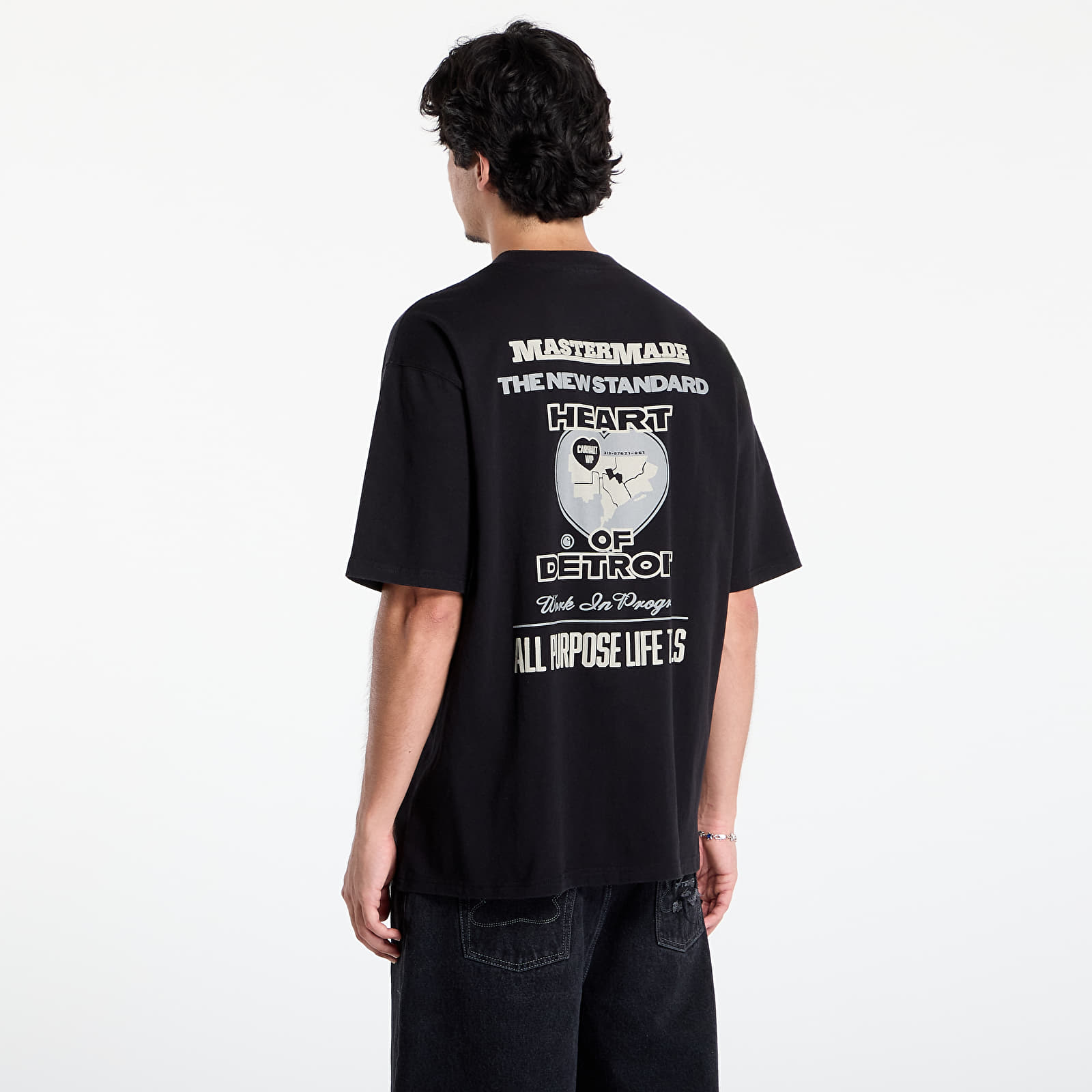 Férfi pólok Carhartt WIP S/S Arcan T-Shirt UNISEX Black Heavy Stone Wash