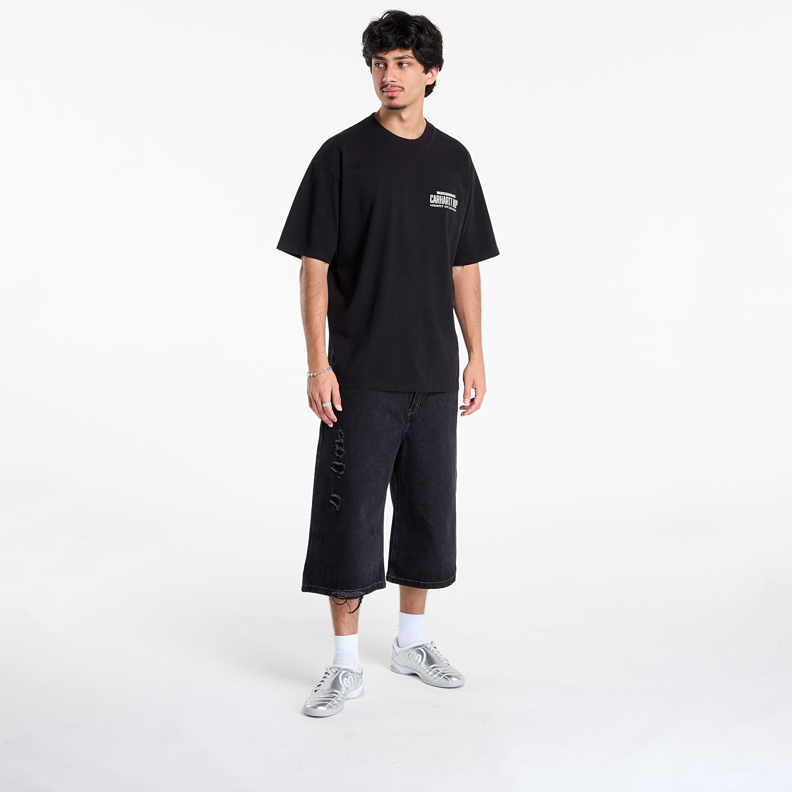 Férfi pólok Carhartt WIP S/S Arcan T-Shirt UNISEX Black Heavy Stone Wash