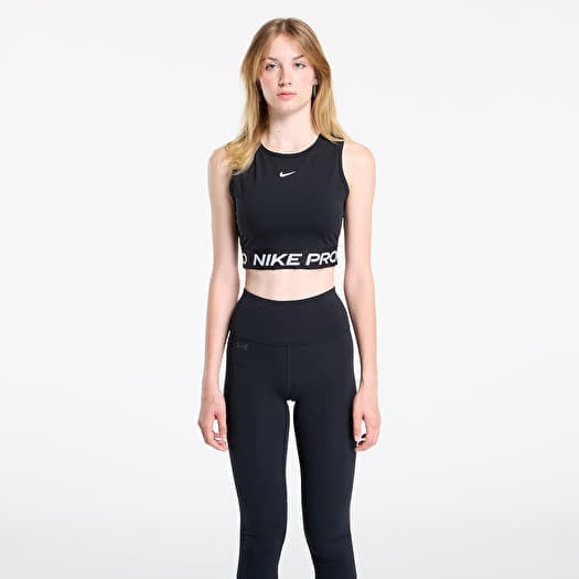 Tank top Nike Pro Women's Dri-FIT Cropped Tank Top Black/ White