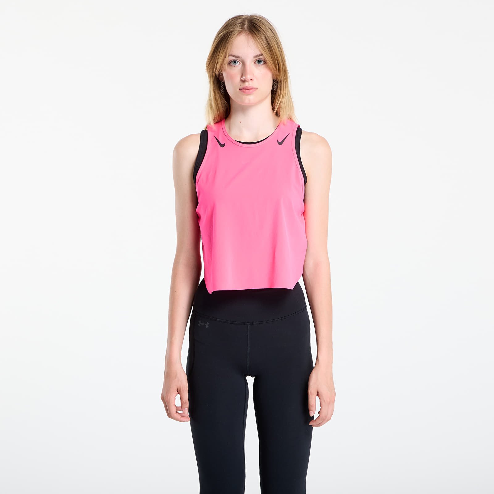 Дамски потници Nike AeroSwift Women's Dri-FIT ADV Cropped Running Tank Top Hyper Pink/ Black
