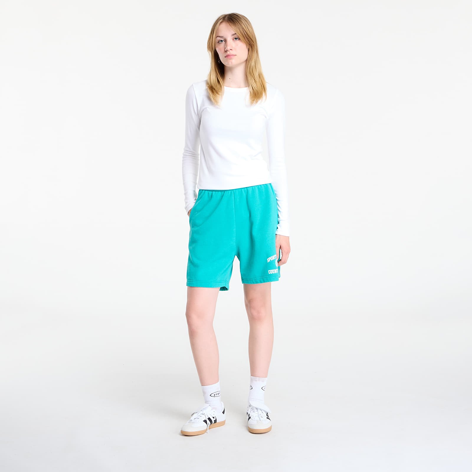 Férfi sortok Sporty & Rich Varsity Crest Soft Gym Short UNISEX Spring Green