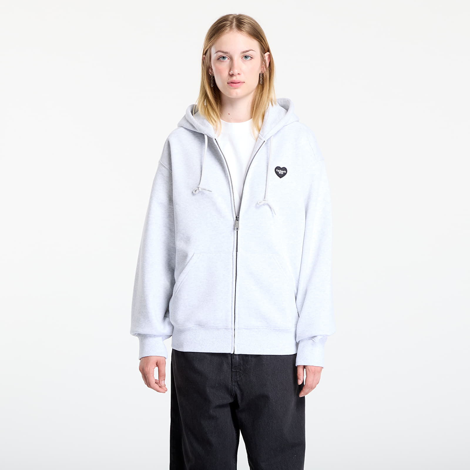 Pánske mikiny Carhartt WIP Hooded Heart II Hartt Sweat Jacket UNISEX Ash Heather