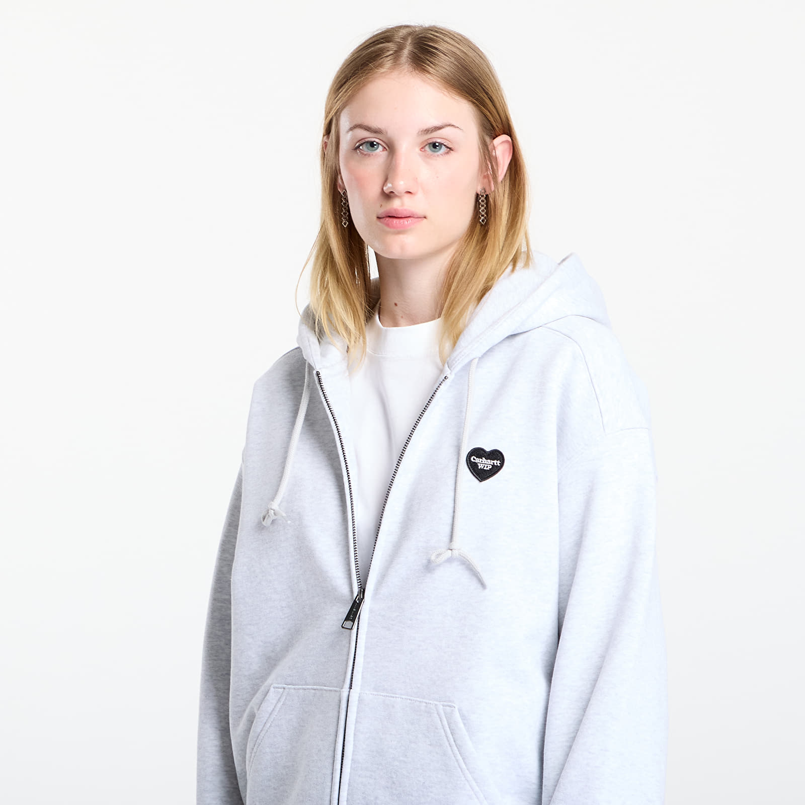 Pánske mikiny Carhartt WIP Hooded Heart II Hartt Sweat Jacket UNISEX Ash Heather