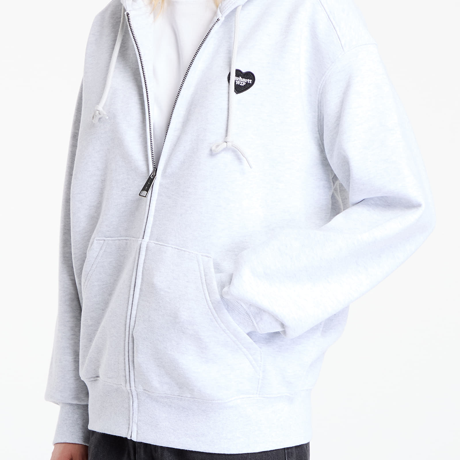 Pánske mikiny Carhartt WIP Hooded Heart II Hartt Sweat Jacket UNISEX Ash Heather
