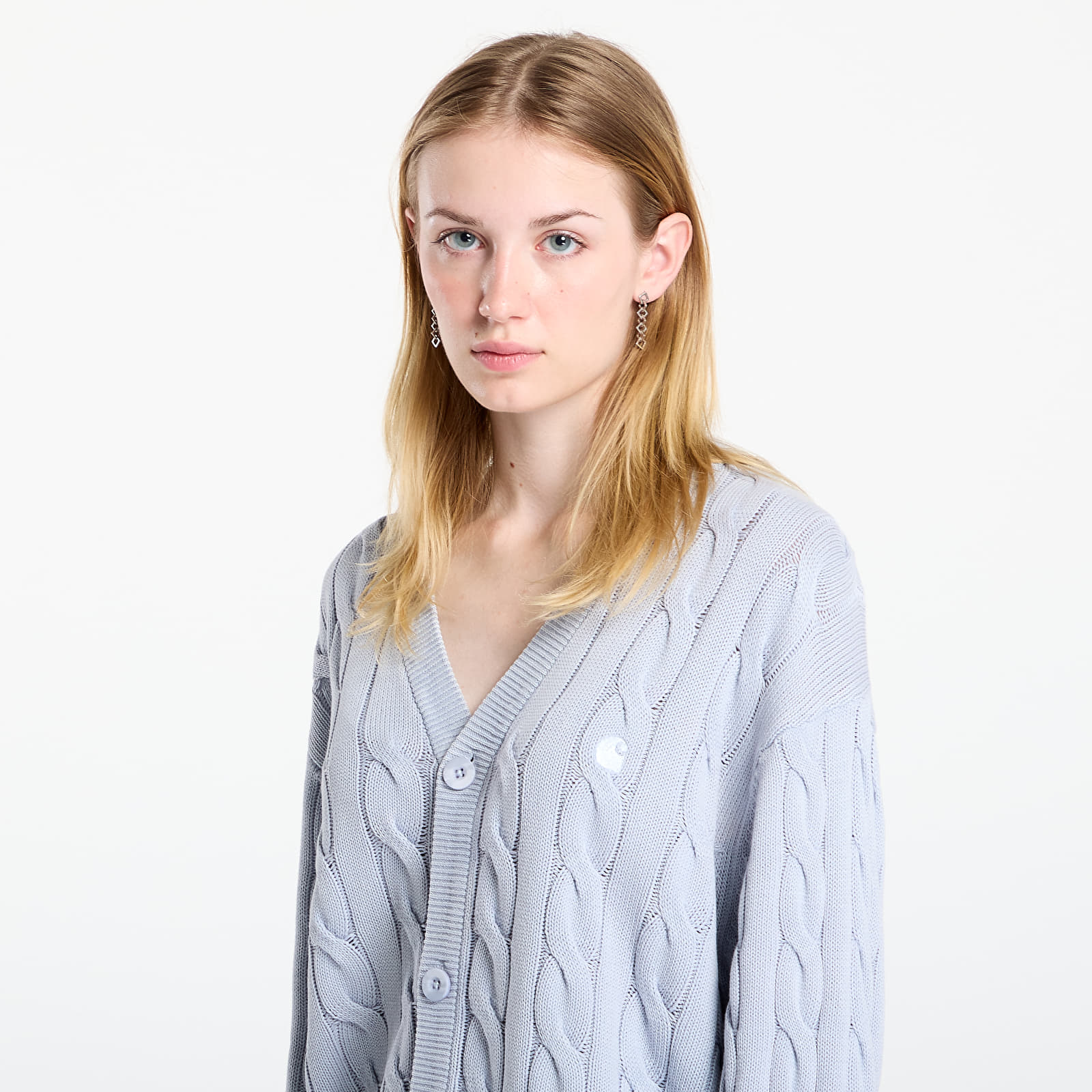 Men's sweaters Carhartt WIP Carter Cardigan UNISEX Blue Fog Garment Dyed