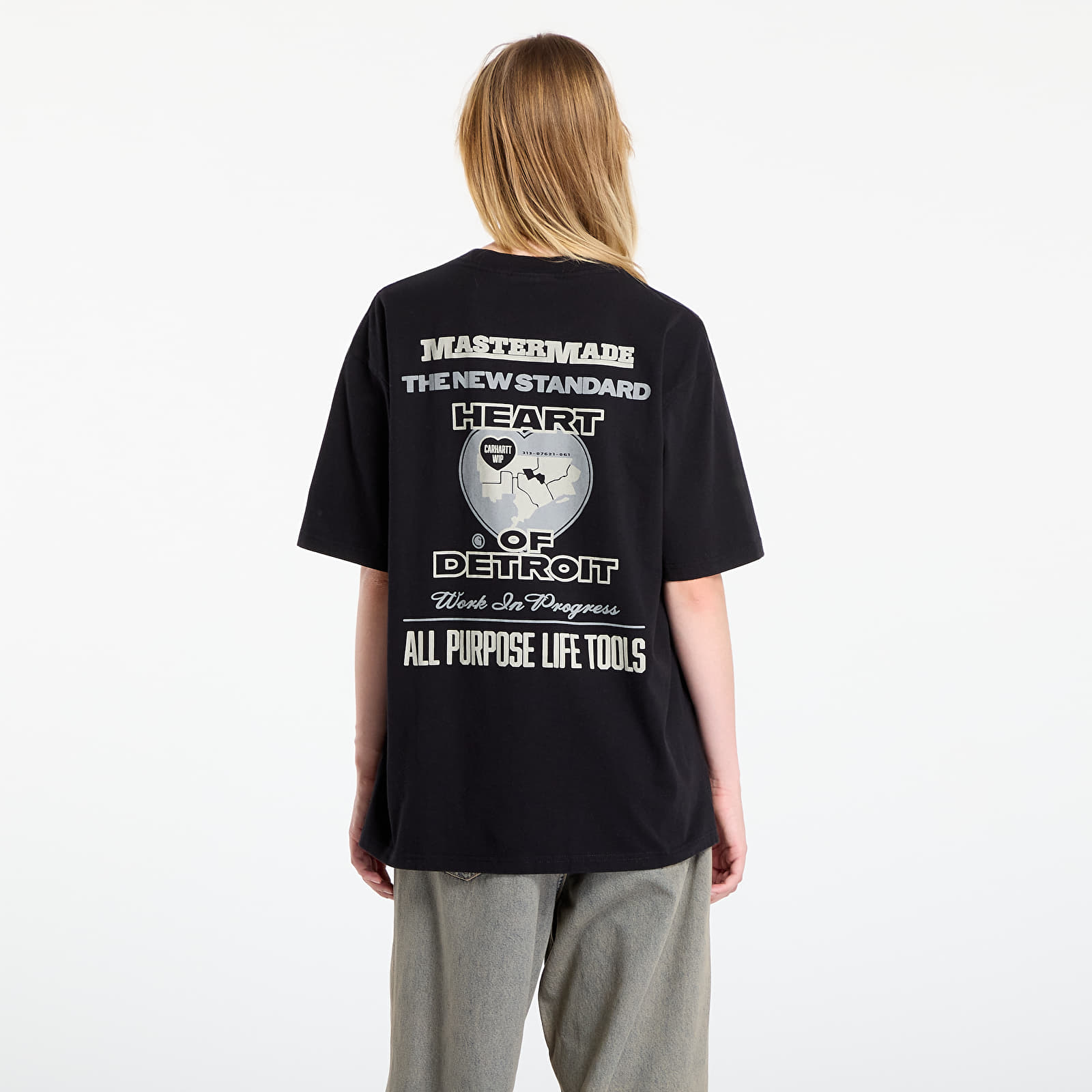 Férfi pólok Carhartt WIP S/S Arcan T-Shirt UNISEX Black Heavy Stone Wash