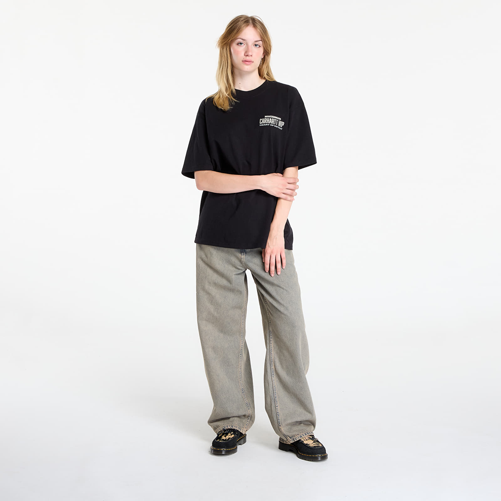 Férfi pólok Carhartt WIP S/S Arcan T-Shirt UNISEX Black Heavy Stone Wash