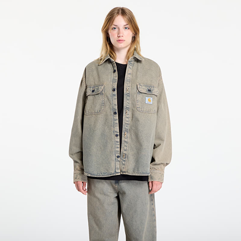 Hemd Carhartt WIP Tigan Shirt Jacket UNISEX Blue/ Leather Garment Dyed