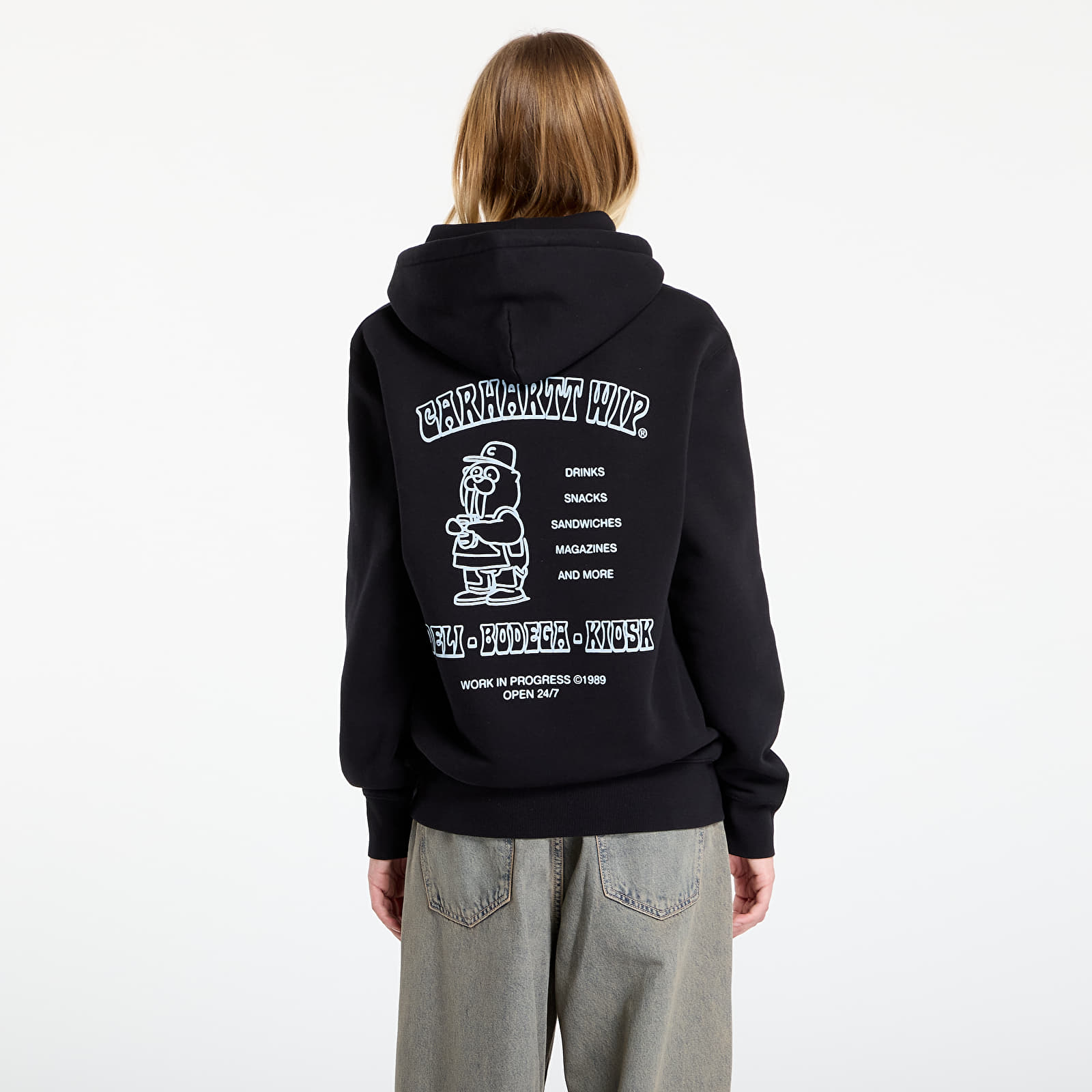 Férfi kapucnis pulcsik Carhartt WIP Hooded Sandwich Sweat UNISEX Black/ Blue Fog