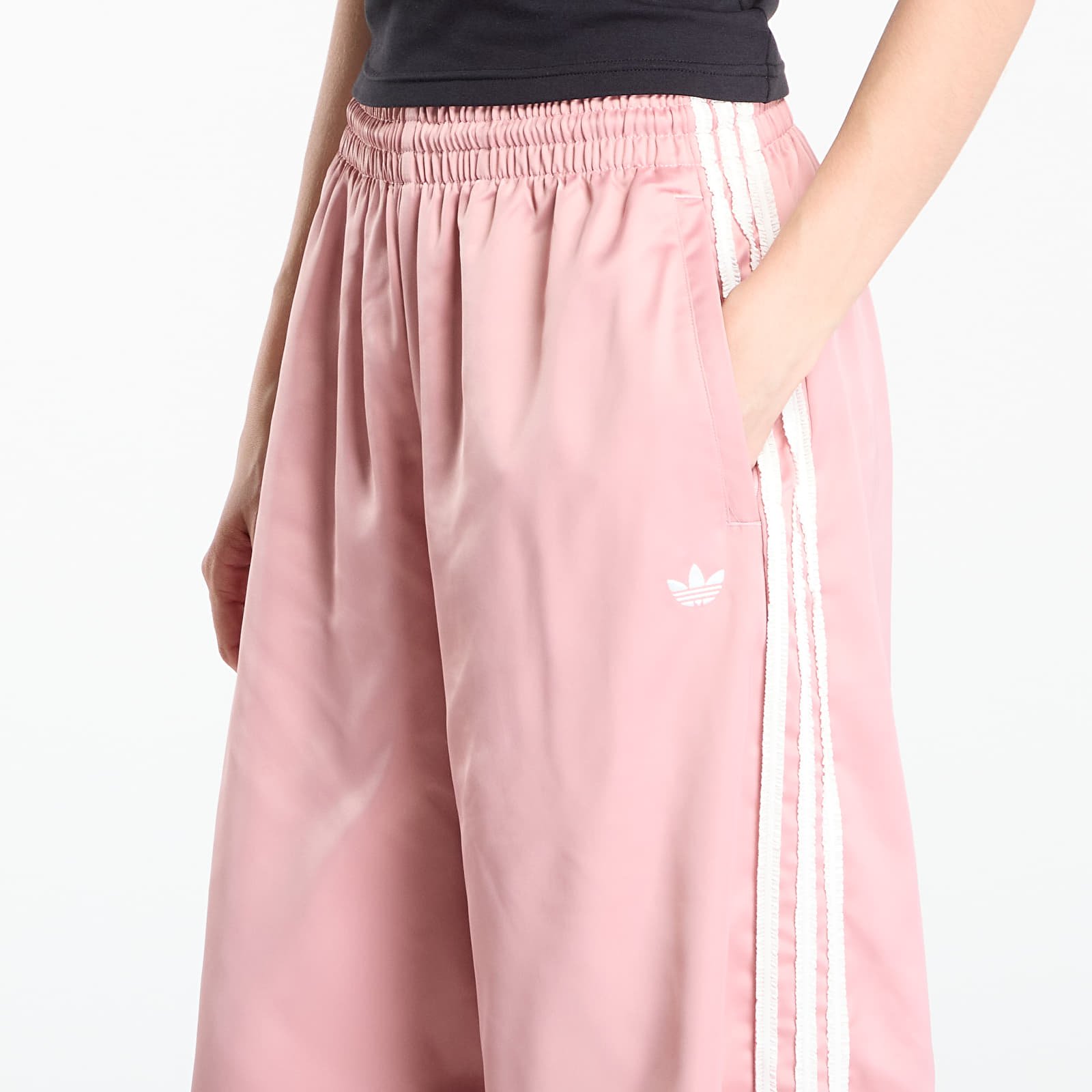 Pantaloni donna adidas Originals Satin Wide Leg Tracksuit Bottoms Ruffle 3-Stripes Wonder Mauve/ Cream White