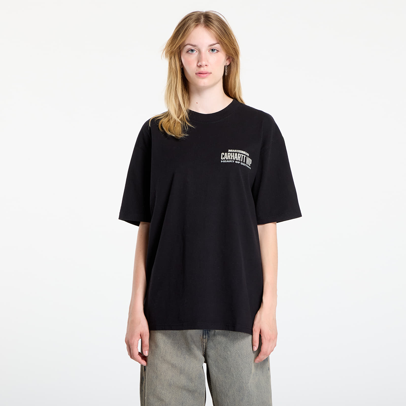 Férfi pólok Carhartt WIP S/S Arcan T-Shirt UNISEX Black Heavy Stone Wash