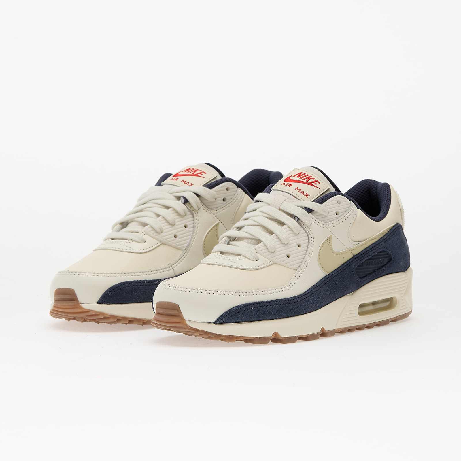 Scarpe uomo Nike Air Max 90 Prm Pale Ivory/ Lt Khaki-Thunder Blue-Sail-Gum Dk Brown-Univ Red