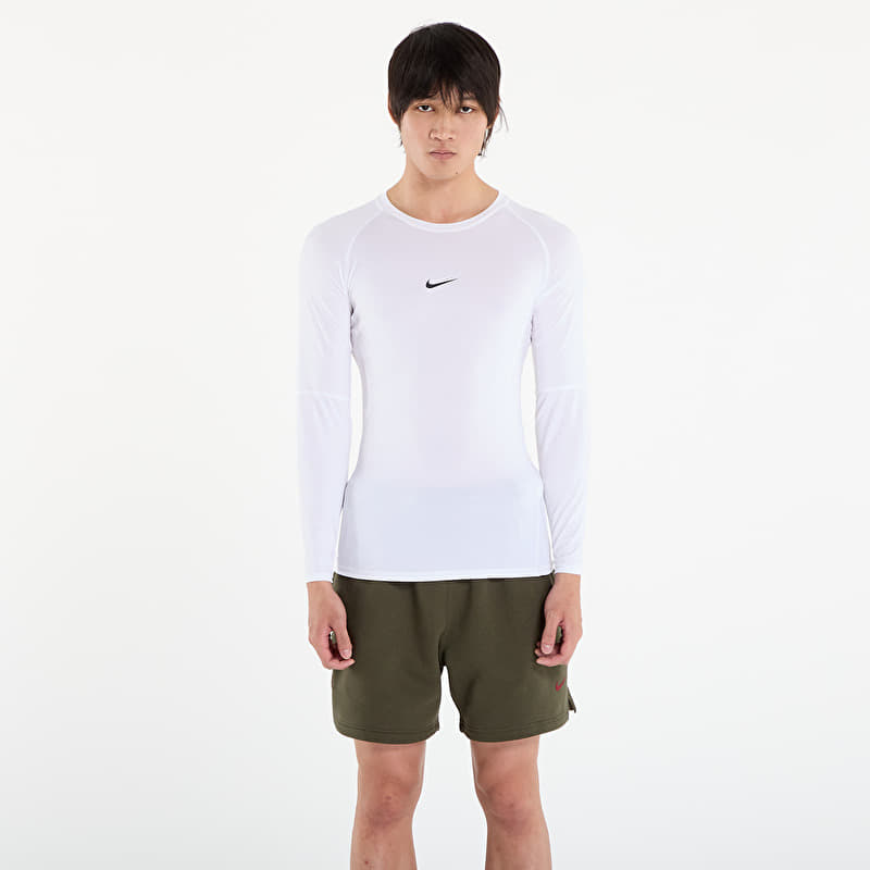 T-shirt Nike Pro Men's Dri-FIT Tight Long-Sleeve Fitness Top White/ Black