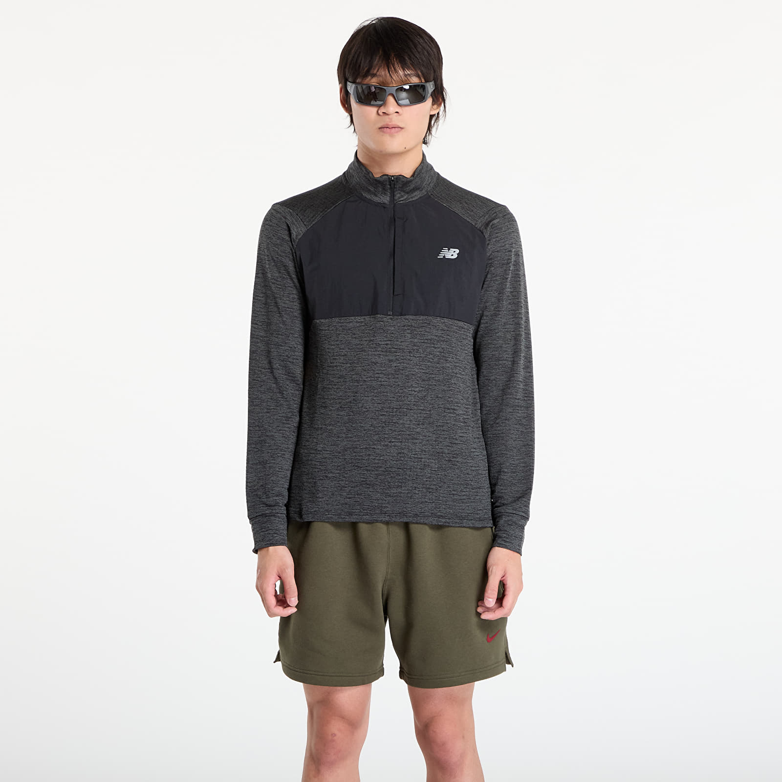 Men's hoodies New Balance Athletics Heat Grid 1/2 Zip Black