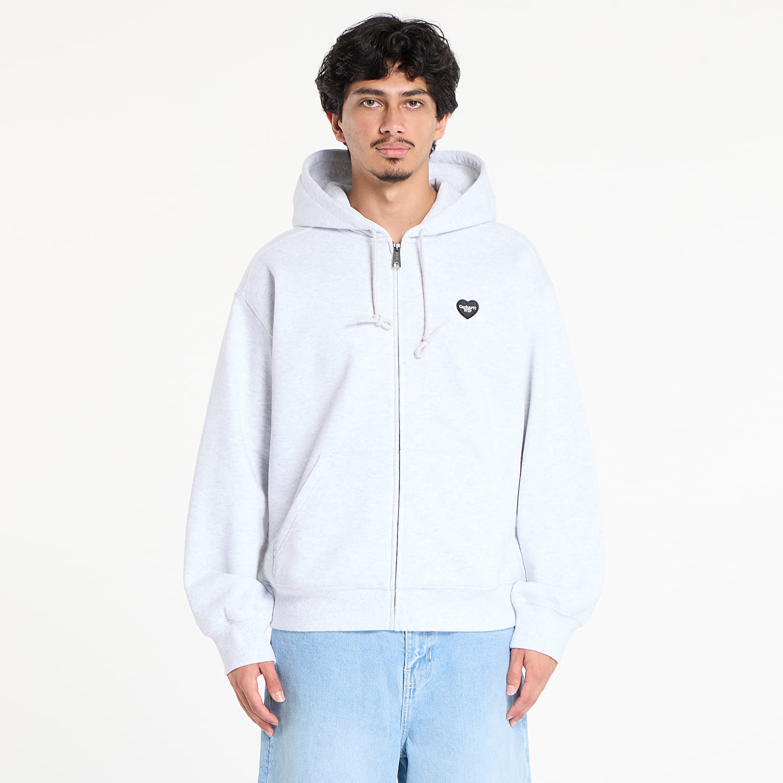 Pánske mikiny Carhartt WIP Hooded Heart II Hartt Sweat Jacket UNISEX Ash Heather