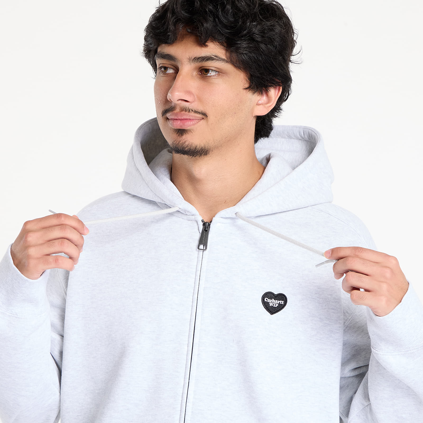 Pánske mikiny Carhartt WIP Hooded Heart II Hartt Sweat Jacket UNISEX Ash Heather