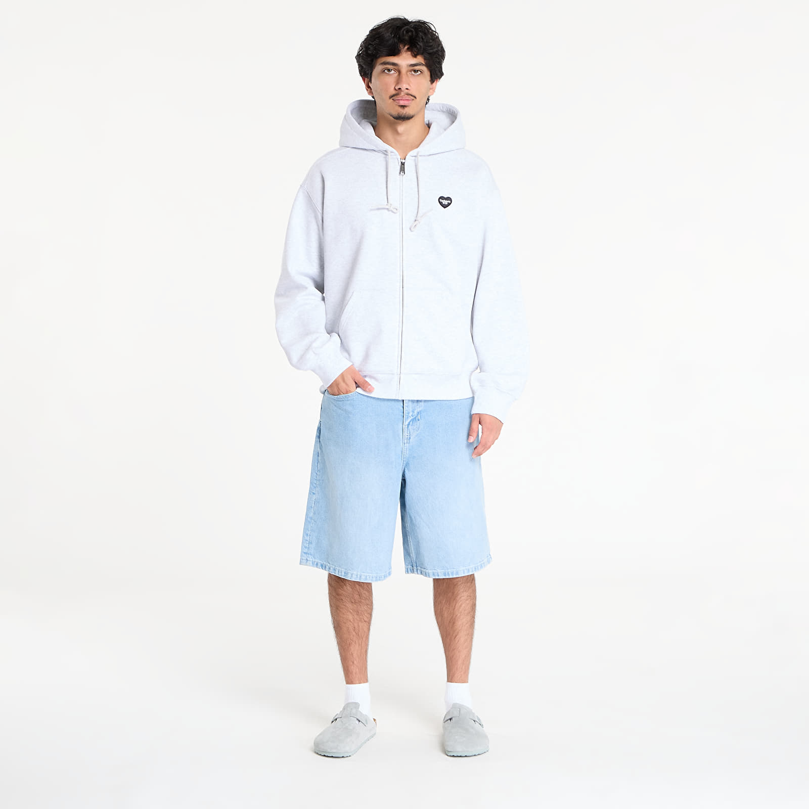 Pánske mikiny Carhartt WIP Hooded Heart II Hartt Sweat Jacket UNISEX Ash Heather