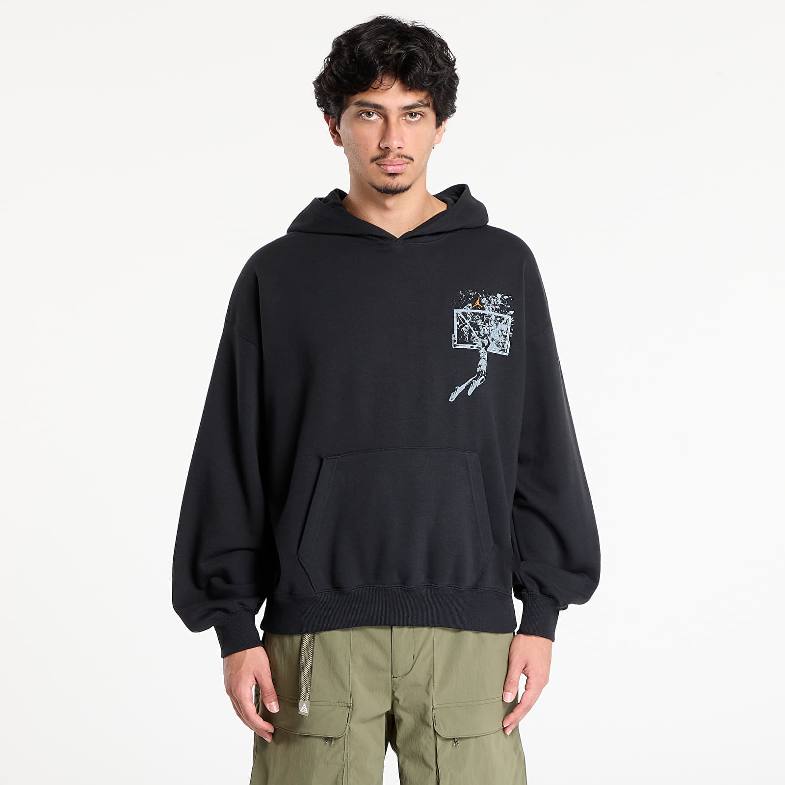 Sweatshirt Jordan Brooklyn Mens Oversized Pullover Hoodie Black/ Starfish XS