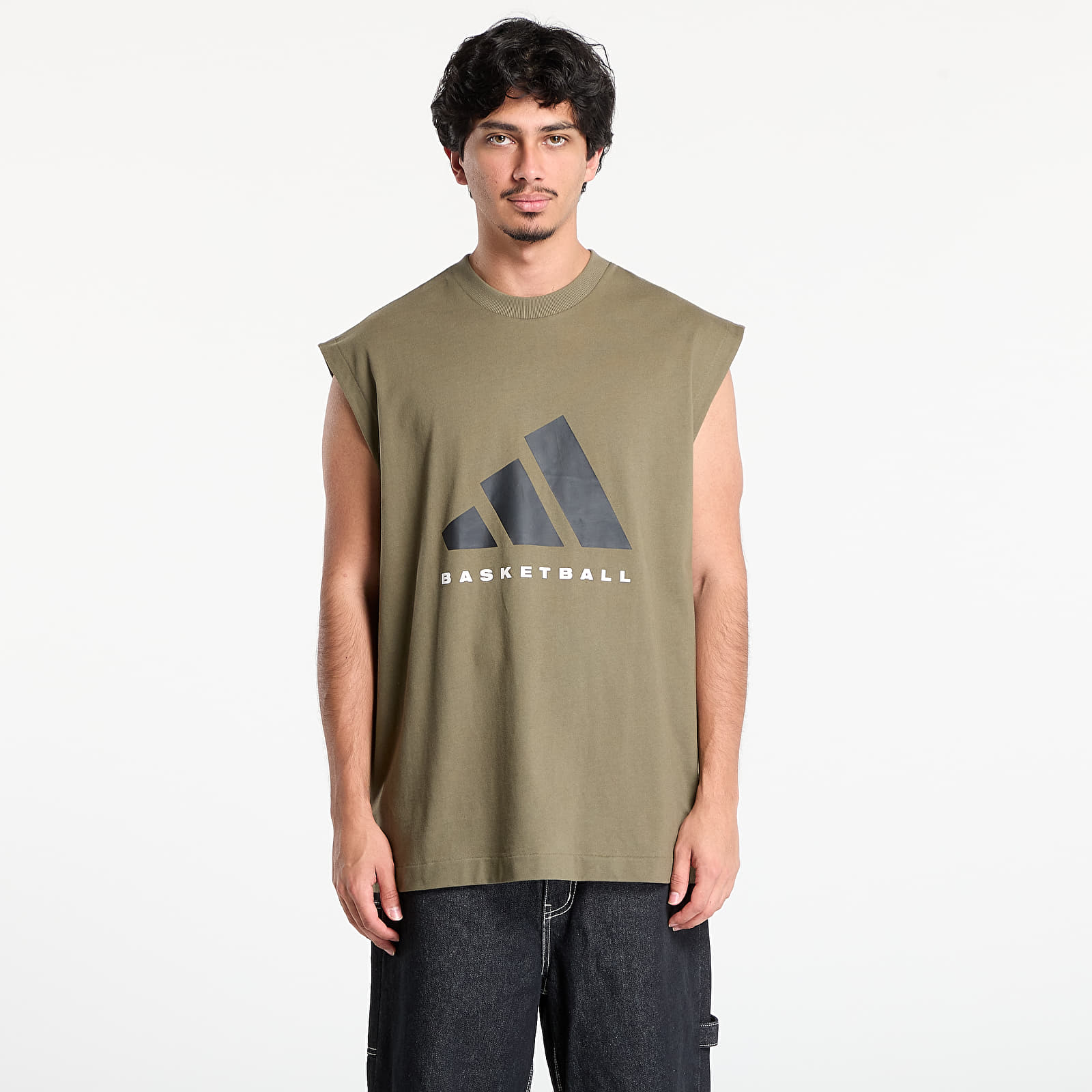 Men's tank tops adidas Basketball Sleeveless T-Shirt UNISEX Olive Strata