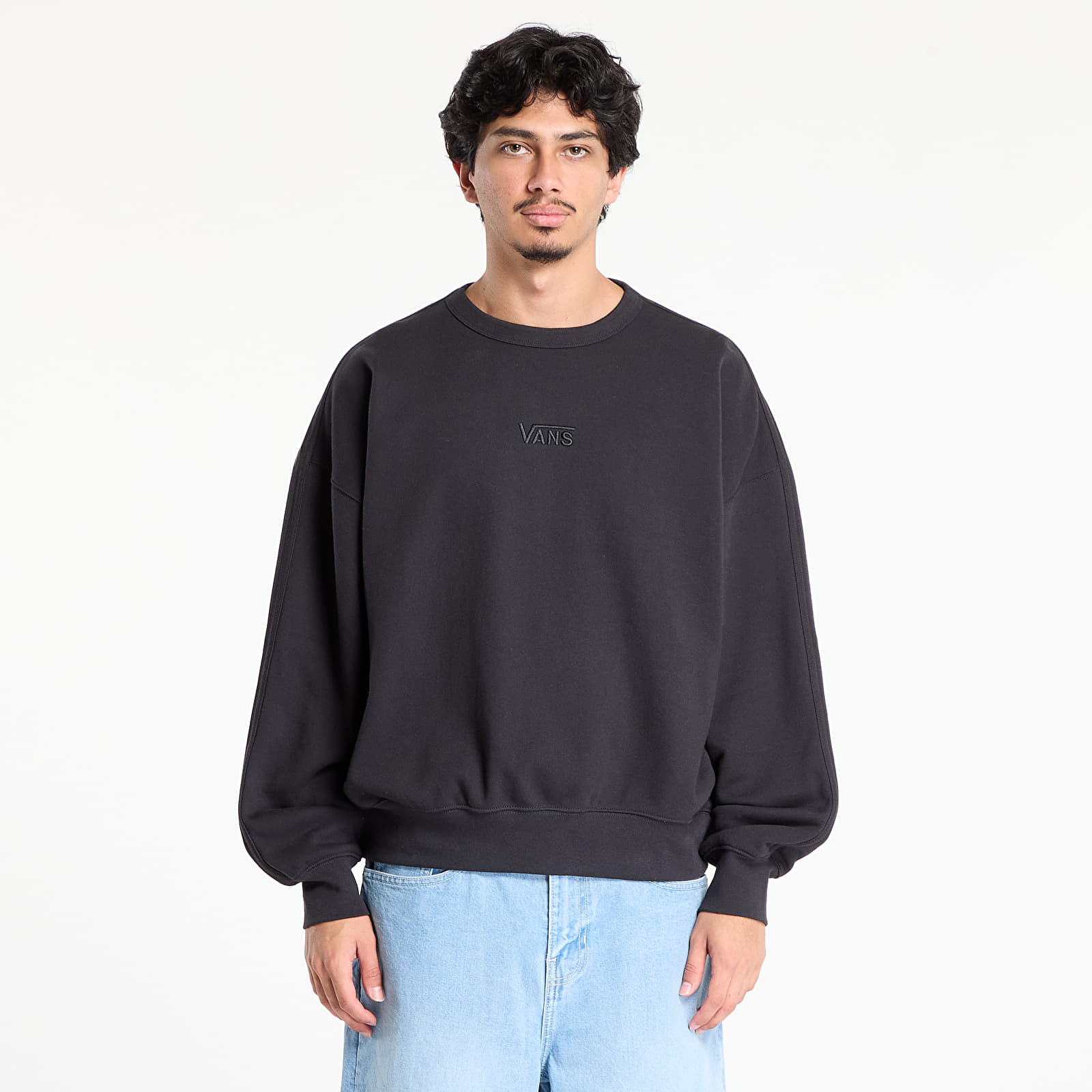 Pánske mikiny Vans LX Premium Crew Sweatshirt Black