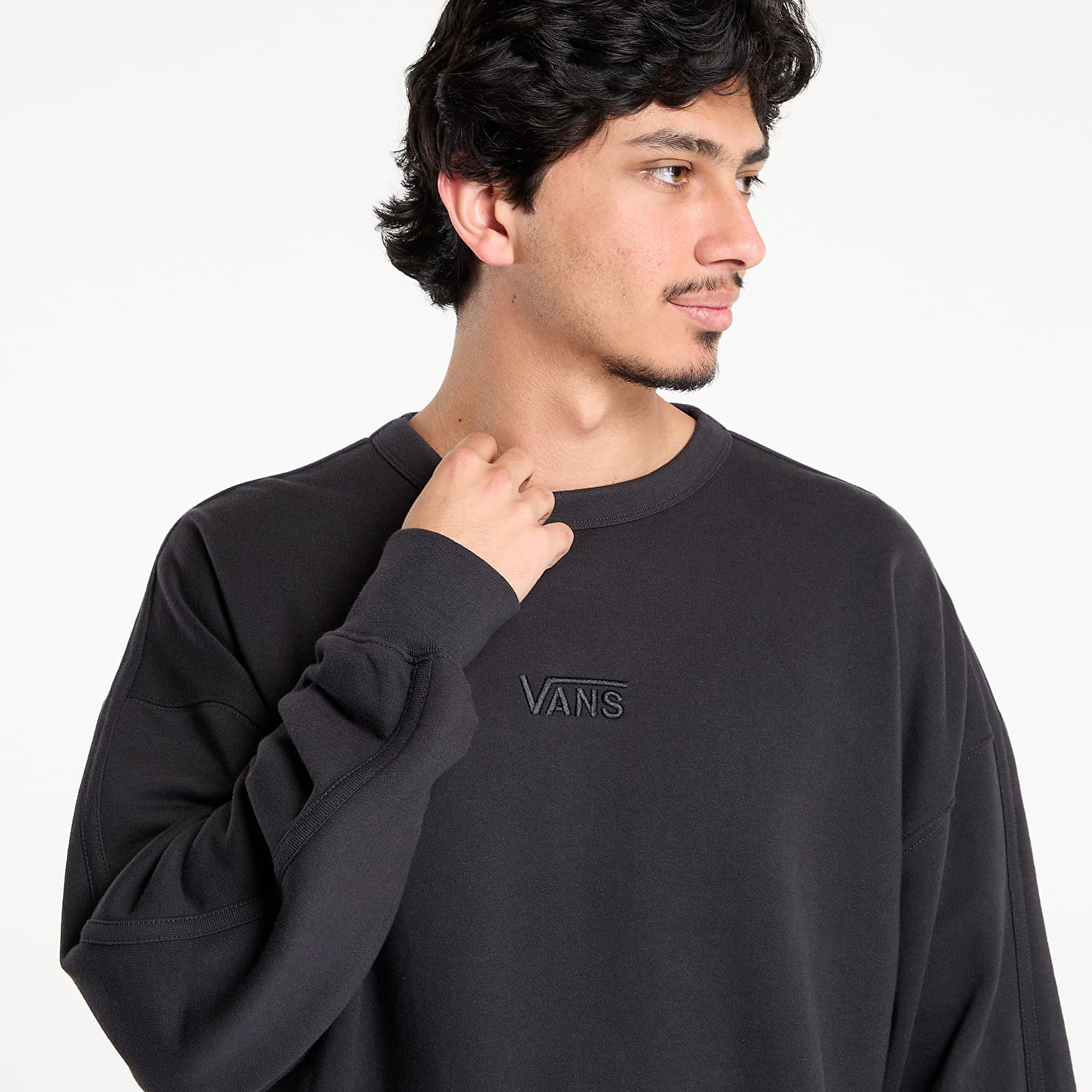 Pánske mikiny Vans LX Premium Crew Sweatshirt Black