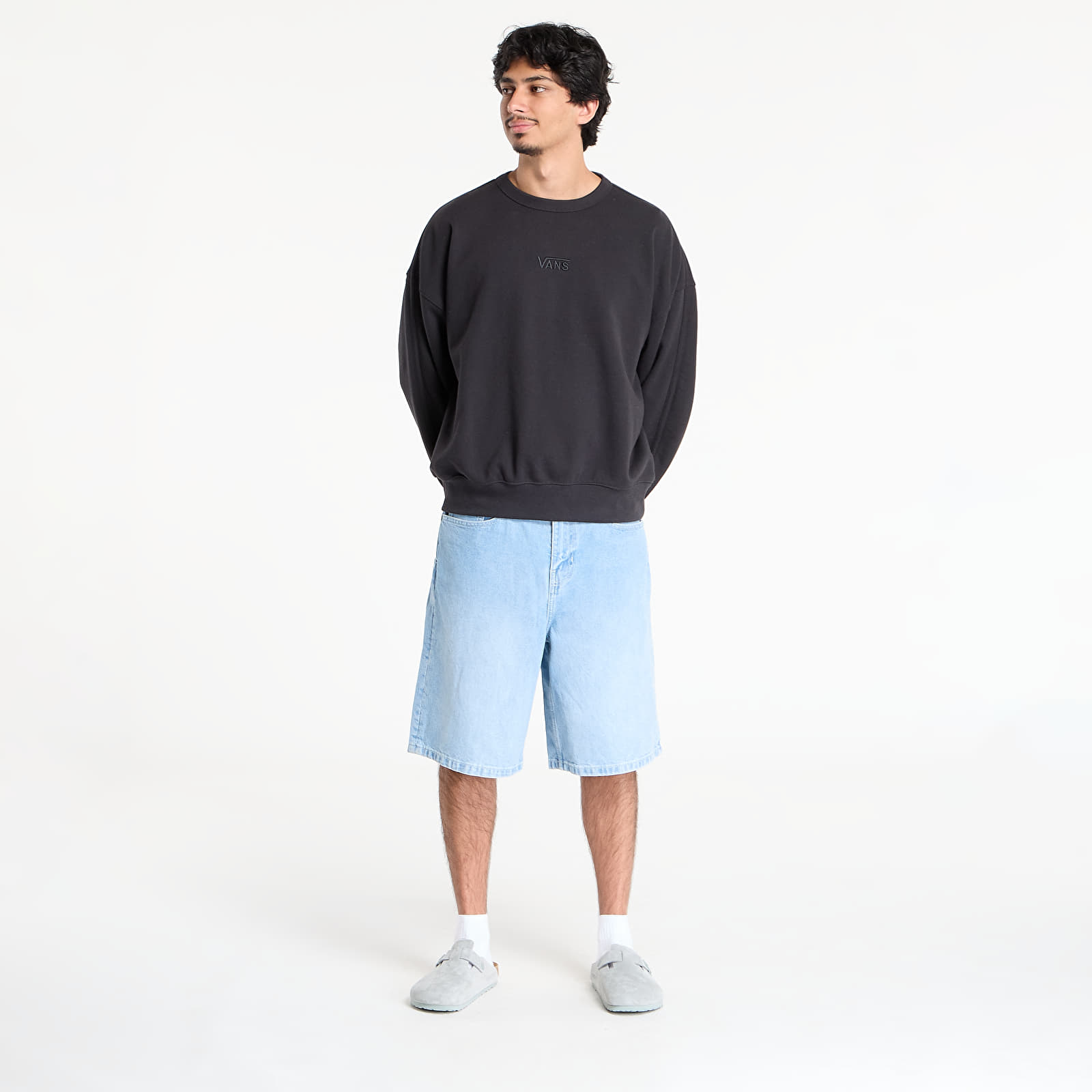Pánske mikiny Vans LX Premium Crew Sweatshirt Black