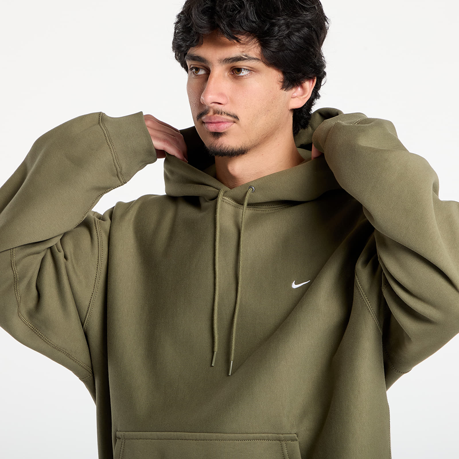 Men's hoodies Nike Solo Swoosh Men's Pullover Hoodie Medium Olive/ Medium Olive/ White