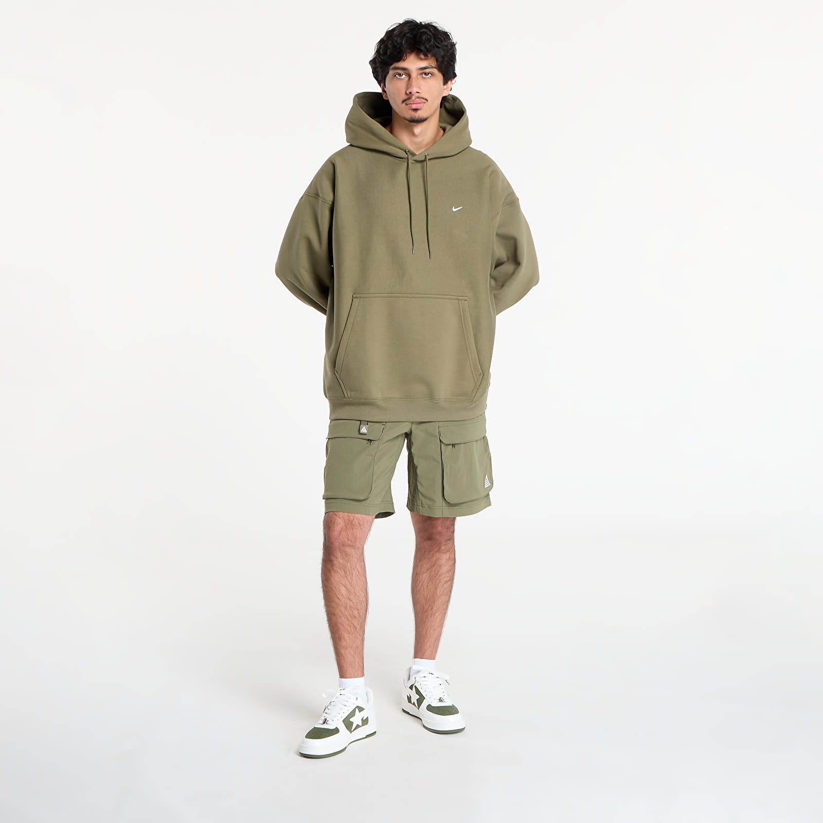 Men's hoodies Nike Solo Swoosh Men's Pullover Hoodie Medium Olive/ Medium Olive/ White