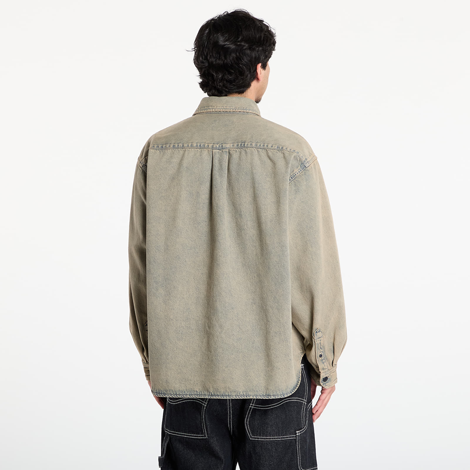 Pánske košele Carhartt WIP Tigan Shirt Jacket UNISEX Blue/ Leather Garment Dyed