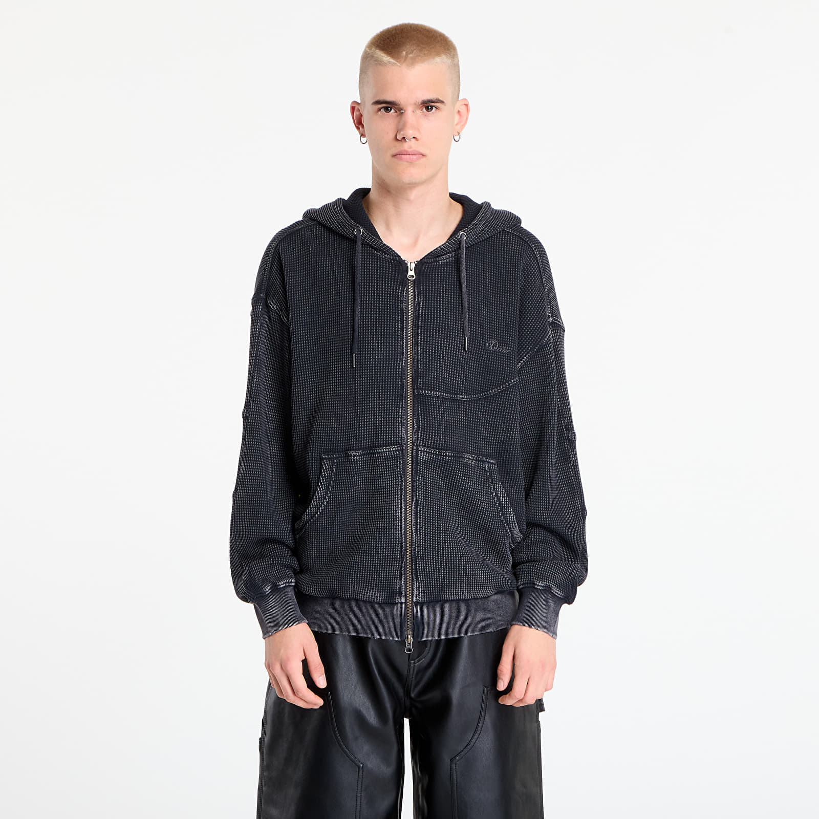 Sweatshirt DIME Premium Waffle Zip Hoodie UNISEX Faded Black S